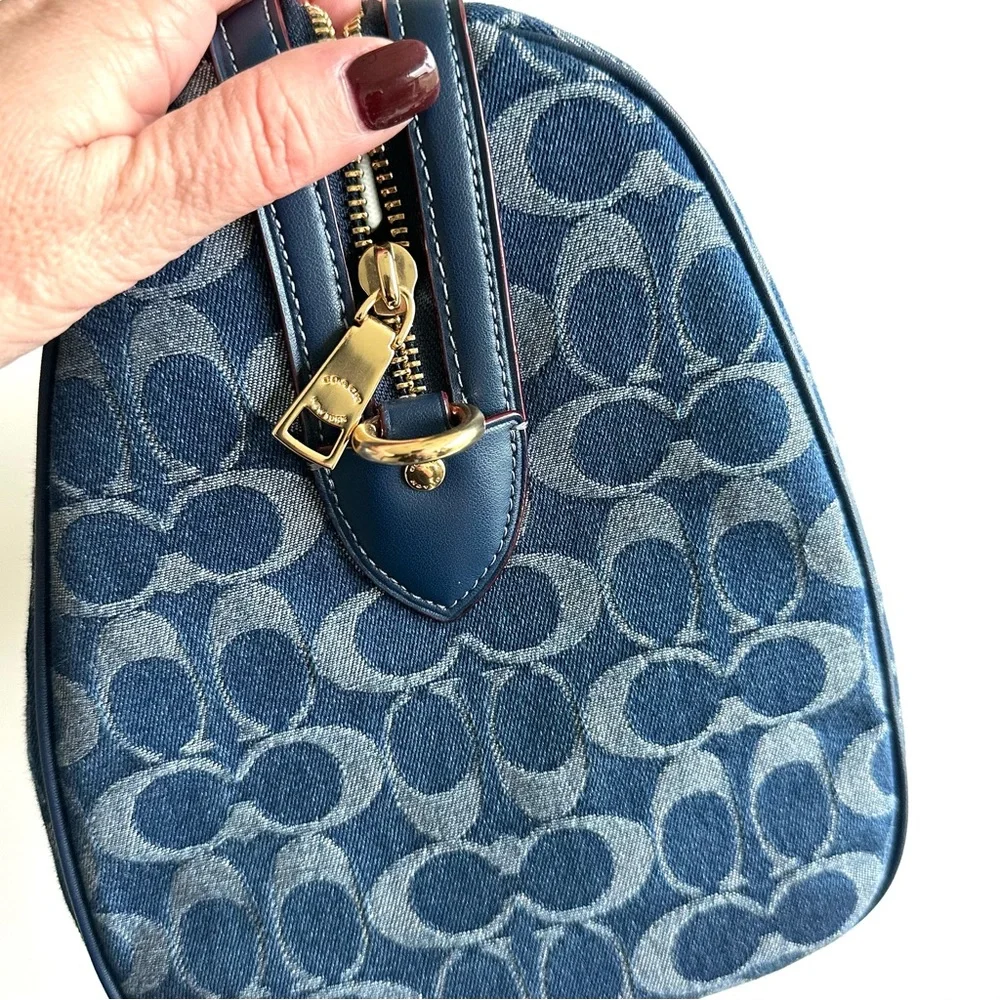 COACH Large Signature Denim Rowan Satchel - Picture 8 of 9